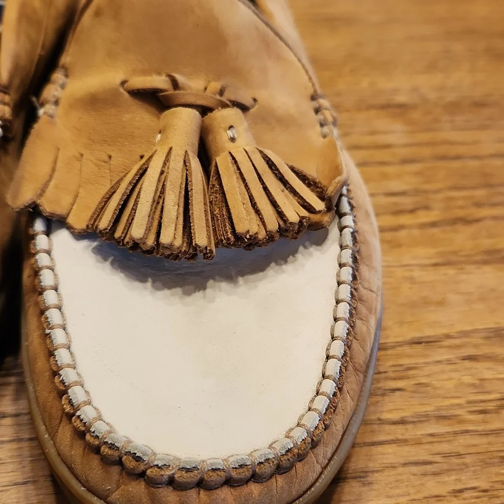 Bragano Suede Two Tone Crafted in Italy Tassel Loafers Size 10.5